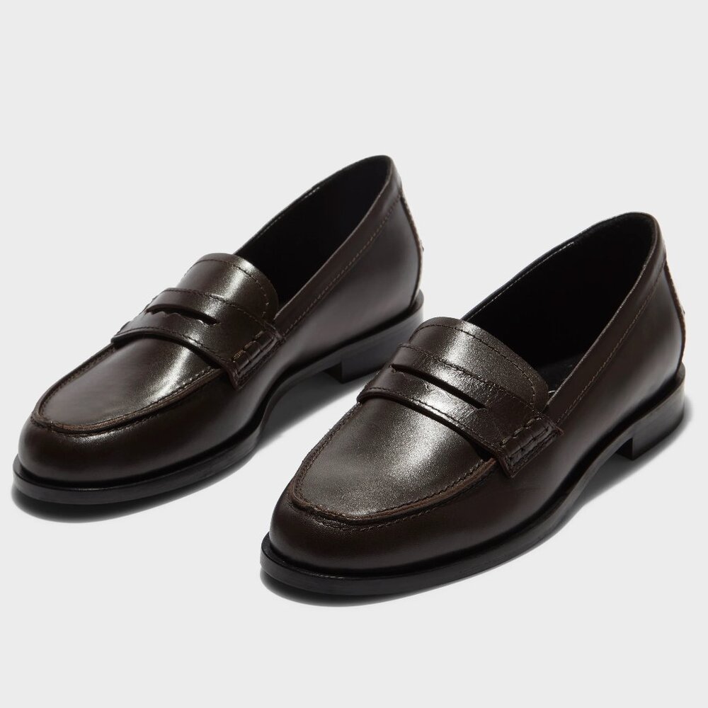 Aeyde Oscar Leather Loafers Moka Calf Size 39.5